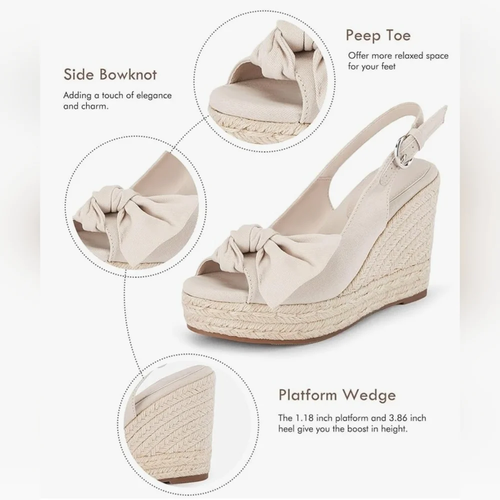 NWT Coutgo Women's Peep Toe Wedges
